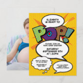 Invitation Carte Postale Fête de Bébé Sprinkle Photo Moderne Fun Comic (Devant / Derrière)