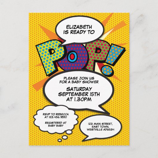 Invitation Carte Postale Fête de Bébé Sprinkle Photo Moderne Fun Comic (Devant)
