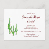 Invitation Carte Postale Fête de cactus du désert Cinco de Mayo    (Devant)