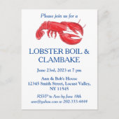 Invitation Carte Postale Fête de clambake Red Lobster (Devant)
