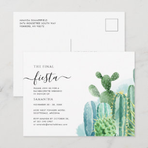 Invitation Carte Postale Fête de Fiançailles Cactées Plantes Succulentes