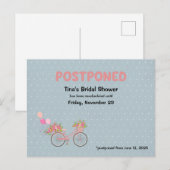 Invitation Carte Postale Fête de Fiançailles Reportée Vélo et Points de Flo (Devant / Derrière)