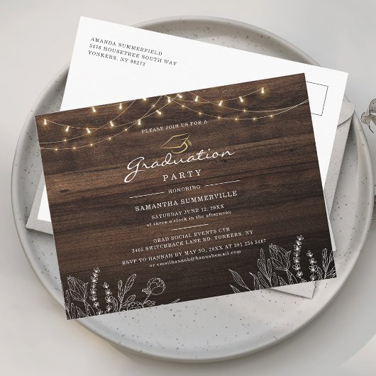 Invitation Carte Postale Fête de fin d'études 2026 Script