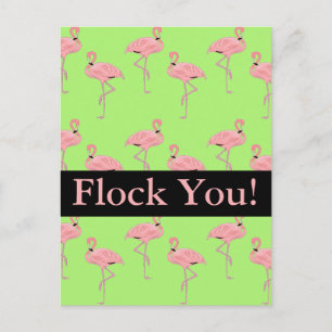 Invitation Carte Postale Fête de Flock You Pink Flamingo