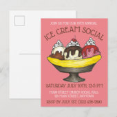 Invitation Carte Postale Fête de glace Dessert Banane Split Sundae (Devant / Derrière)