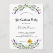 Invitation Carte Postale Fête de graduation lavande eucalyptus florales (Devant)