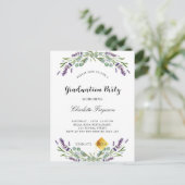 Invitation Carte Postale Fête de graduation lavande eucalyptus florales (Debout devant)