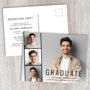 Invitation Carte Postale Fête de graduation minimale moderne de la bande ph