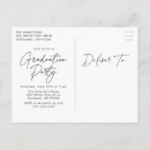 Invitation Carte Postale Fête de graduation photo de script noir moderne (Dos)