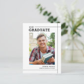 Invitation Carte Postale Fête de graduation photo minimale de la machine à (Debout devant)