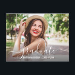 Invitation Carte Postale Fête de Graduation Photo Script moderne tendance<br><div class="desc">Script moderne tendance Photo Graduation Party Invitation</div>