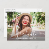 Invitation Carte Postale Fête de Graduation Photo Script moderne tendance (Devant / Derrière)