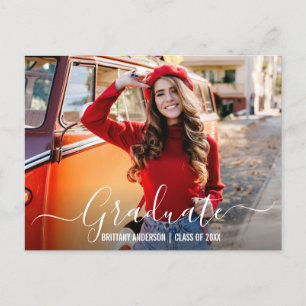 Invitation Carte Postale Fête de Graduation Photo Script moderne tendance