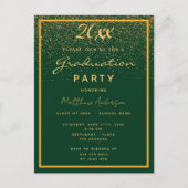 Invitation Carte Postale Fête de graduation vert or confetti 2025 (Devant)