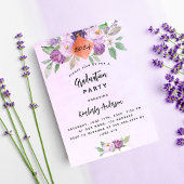 Invitation Carte Postale Fête de graduation violette fleurs violet