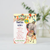 Invitation Carte Postale Fête de la Giraffe Eléphant Peacock Circus Enfants (Debout devant)