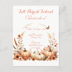 Invitation Carte Postale Fête de la récolte d'automne