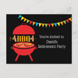 Invitation Carte Postale fête de la retraite barbecue, barbecue, barbecue g
