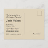 Invitation Carte Postale fête de la retraite des acclamations et des bières (Dos)