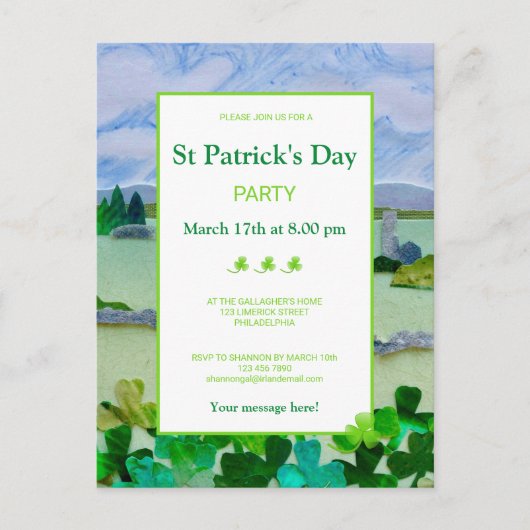 Invitation Carte Postale Fête de la Saint Patrick (Devant)