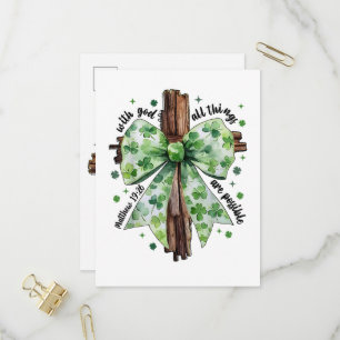 Invitation Carte Postale Fête de la Saint-Patrick Foi chrétienne Trèfle Sha