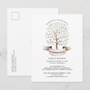 Invitation Carte Postale Fête de l'arbre généalogique de la réunion de fami