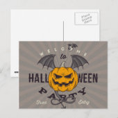 Invitation Carte Postale Fête de l'Halloween Citrouille (Devant / Derrière)