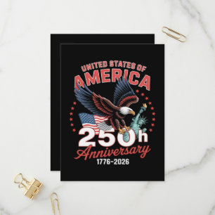 Invitation Carte Postale Fête de l'indépendance 250e anniversaire USA Patri