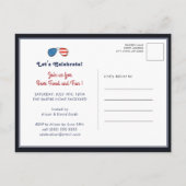 Invitation Carte Postale Fête de l'Indépendance drapeau américain Corgi BBQ (Dos)