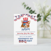 Invitation Carte Postale Fête de l'Indépendance drapeau américain Corgi BBQ (Debout devant)