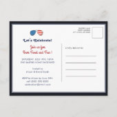 Invitation Carte Postale Fête de l'Indépendance drapeau américain Feu d'art (Dos)