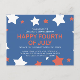 Invitation Carte Postale Fête de l'Indépendance minimaliste du 4 juillet