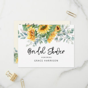 Invitation Carte Postale Fête de mariage champêtre avec tournesol et eucaly