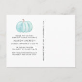 Invitation Carte Postale Fête de naissance bébé garçon aquarelle Citrouille (Dos)