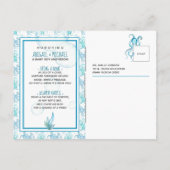 Invitation Carte Postale Fête de naissance de la pieuvre bleu sarcelle, thè (Dos)