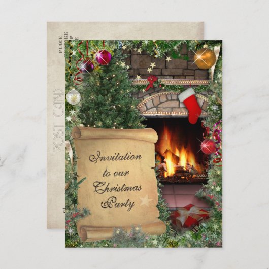 Invitation Carte Postale Fête de Noël (Devant / Derrière)