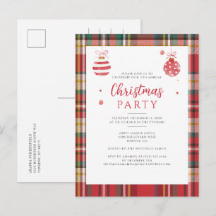 Invitation Carte Postale Fête de Noël annuelle corporative rustique à carre