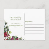 Invitation Carte Postale Fête de Noël au houx poinsettia rouge et blanc (Dos)