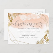 Invitation Carte Postale Fête de Noël Chic Blush Rose & Gold Foliing (Devant / Derrière)