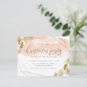 Invitation Carte Postale Fête de Noël Chic Blush Rose & Gold Foliing (Debout devant)