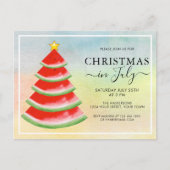 Invitation Carte Postale Fête de Noël en Juillet Pastèque (Devant)