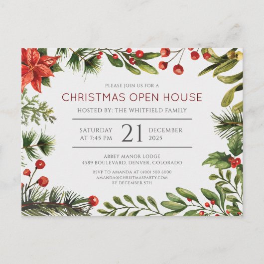 Invitation Carte Postale Fête de Noël Open House Bureau (Devant)