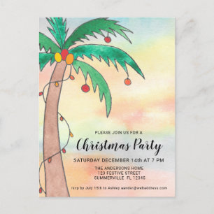Invitation Carte Postale Fête de Noël Palm Tree