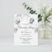 Invitation Carte Postale Fête de Noël simple Elagant blanc et argent (Debout devant)