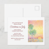 Invitation Carte Postale Fête de Noël sur la plage tropicale en juillet (Devant / Derrière)