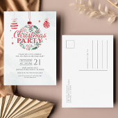 Invitation Carte Postale Fête de Noël tendance rouge et verte