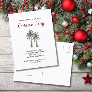 Invitation Carte Postale Fête de Noël tropicale Palm Trees Beach