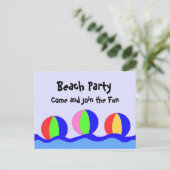 Invitation Carte Postale Fête De Plage Avec Balles De Plage (Debout devant)