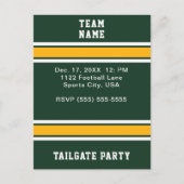 Invitation Carte Postale Fête de queue de l'équipe de football Green & Gold (Devant)