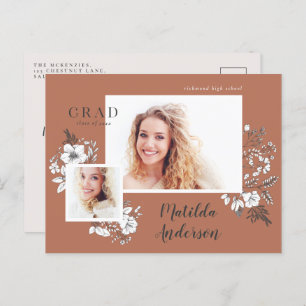 Invitation Carte Postale Fête de remise de diplômes élégante et multiphoto 
